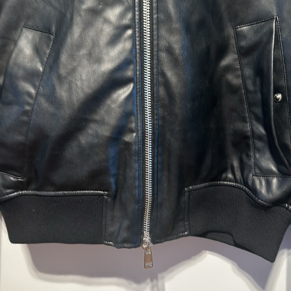 Zara  Black Faux Leather Packets Bomber Jacket Size L New - Picture 6 of 8